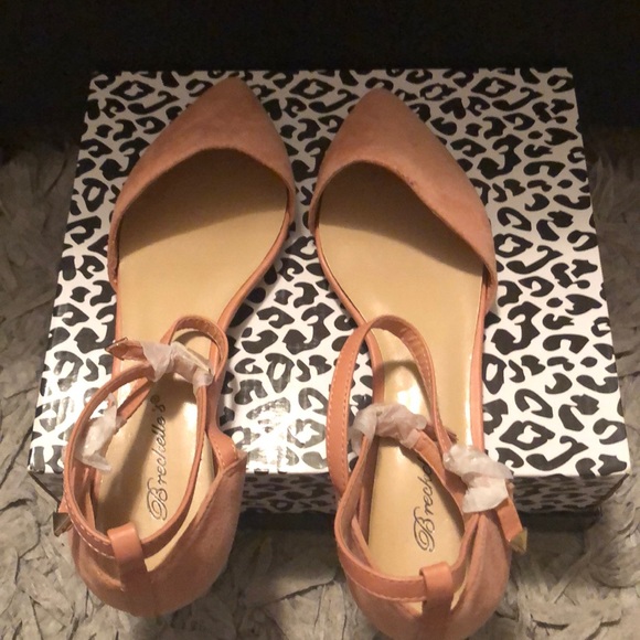 Flat Pointed Toe Ankle Wrap Shoes- Blush Color - Picture 3 of 3